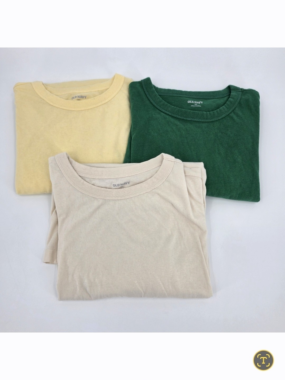 Old Navy Oversized EveryWear Tunic T-shirt Lot XXL Green Yellow Ivory 3 Shirts